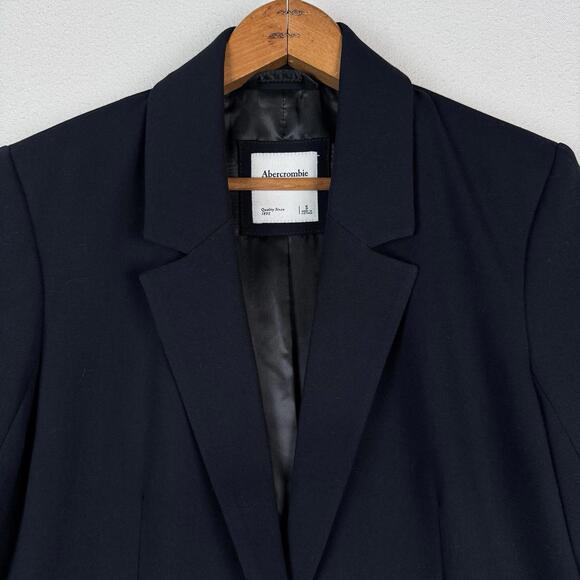 Abercrombie & Fitch Women Navy Blue Long Sleeve Blazer Coat Suit Jacket Size S - Picture 1 of 9